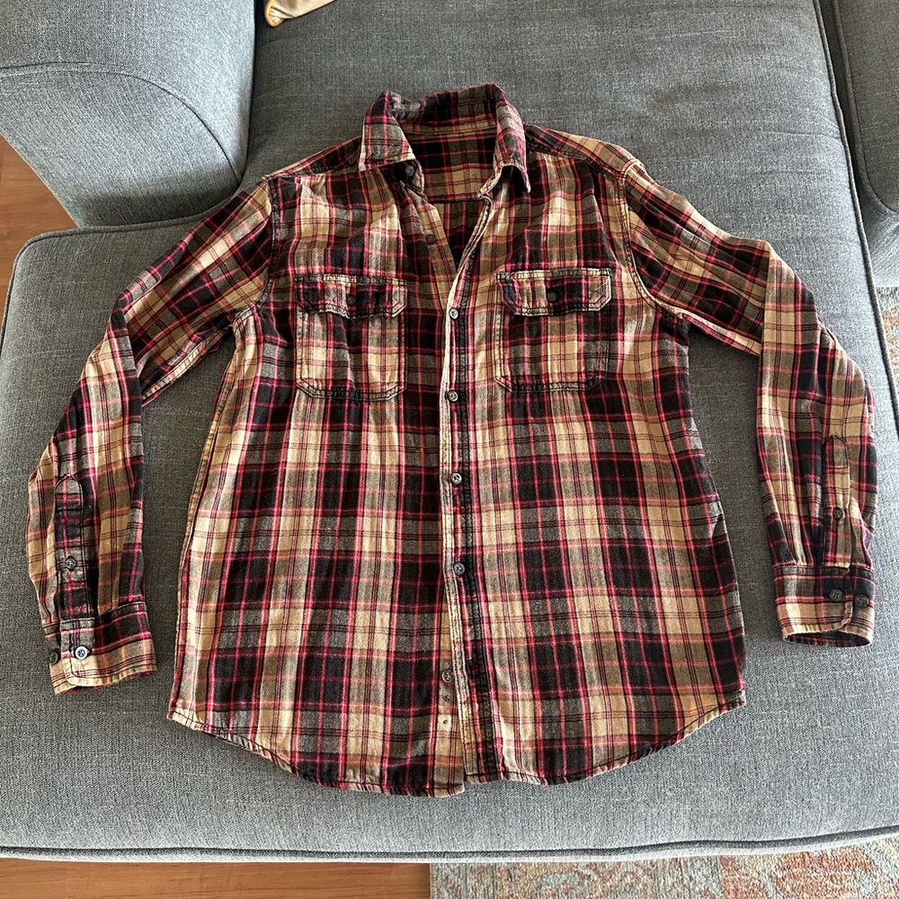 Plaid Flannel Button-Up Shirt